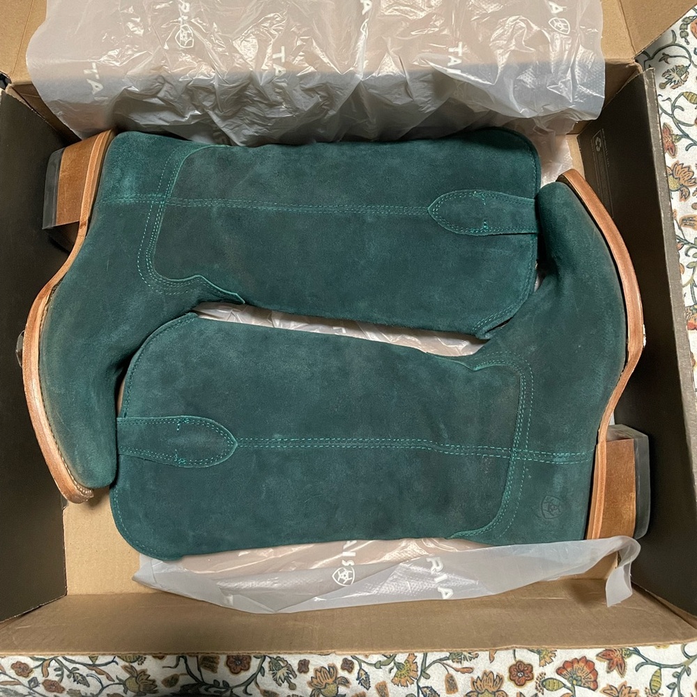 ARIAT deep teal roughout cowboy boots